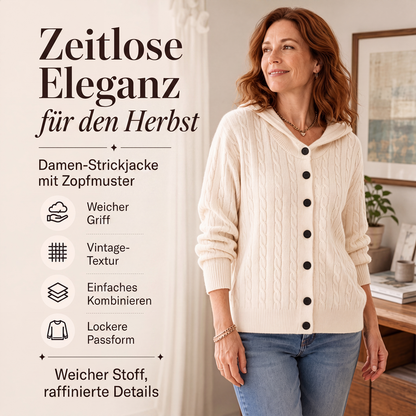 🧥✨ Bestseller – Strick-Cardigan mit Zopfmuster und Kapuze für Damen