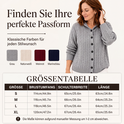 🧥✨ Bestseller – Strick-Cardigan mit Zopfmuster und Kapuze für Damen