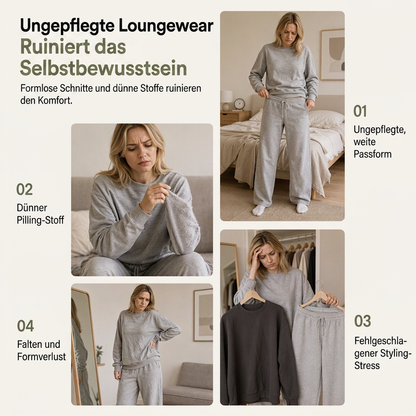 📢📢50%Rabatt!!!🎉✨Schweres zweiteiliges Trainingsanzug-Set für Damen aus Baumwollmischung mit Reißverschluss und weit geschnittenen Hosen