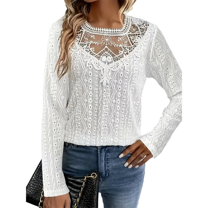 📢📢50%Rabatt!!!🎉✨Langarm-T-Shirt für Damen mit Spitzen-Applikationen
