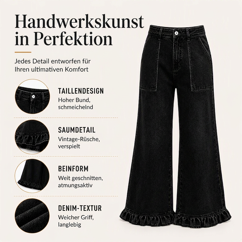 📢📢50%Rabatt!!!🎉✨Elegante Jeans mit geradem Bein und gerüschtem Saum für Damen