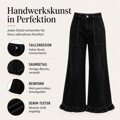 📢📢50%Rabatt!!!🎉✨Elegante Jeans mit geradem Bein und gerüschtem Saum für Damen