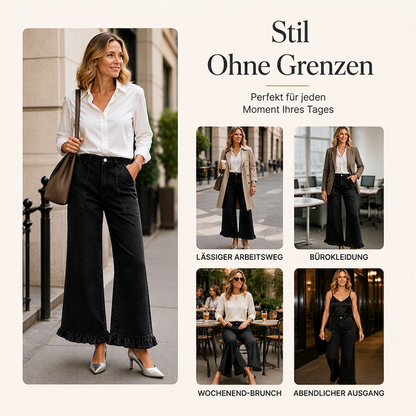 📢📢50%Rabatt!!!🎉✨Elegante Jeans mit geradem Bein und gerüschtem Saum für Damen