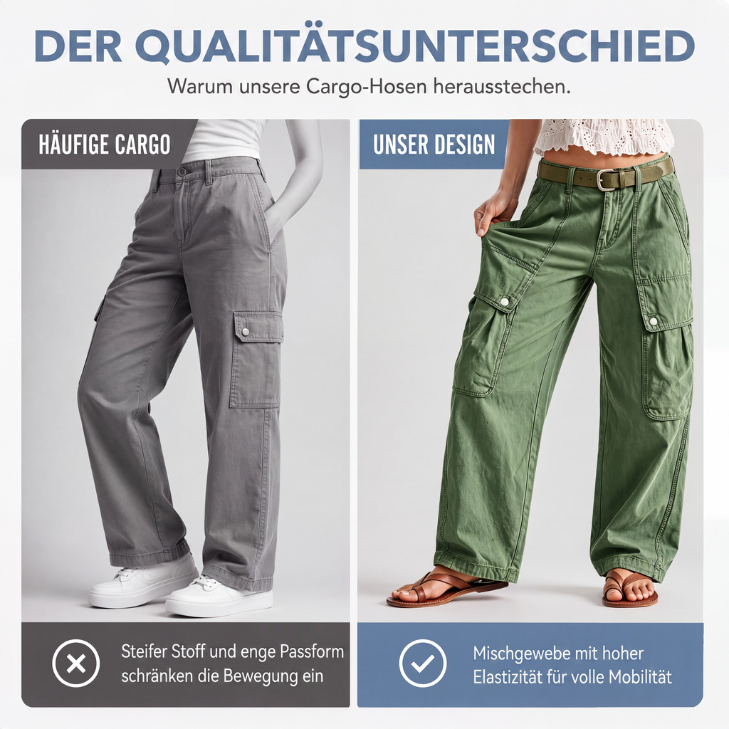 👖 50% Rabatt | Mehr Bewegungsfreiheit & praktische Taschen – Damen Stretch-Cargohose
