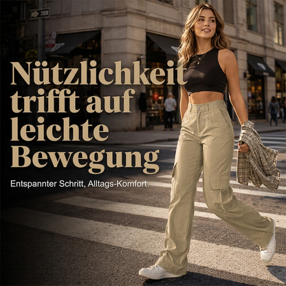 👖 50% Rabatt | Optisch längere Beine & praktische Cargo-Taschen – Damen High-Waist Hose