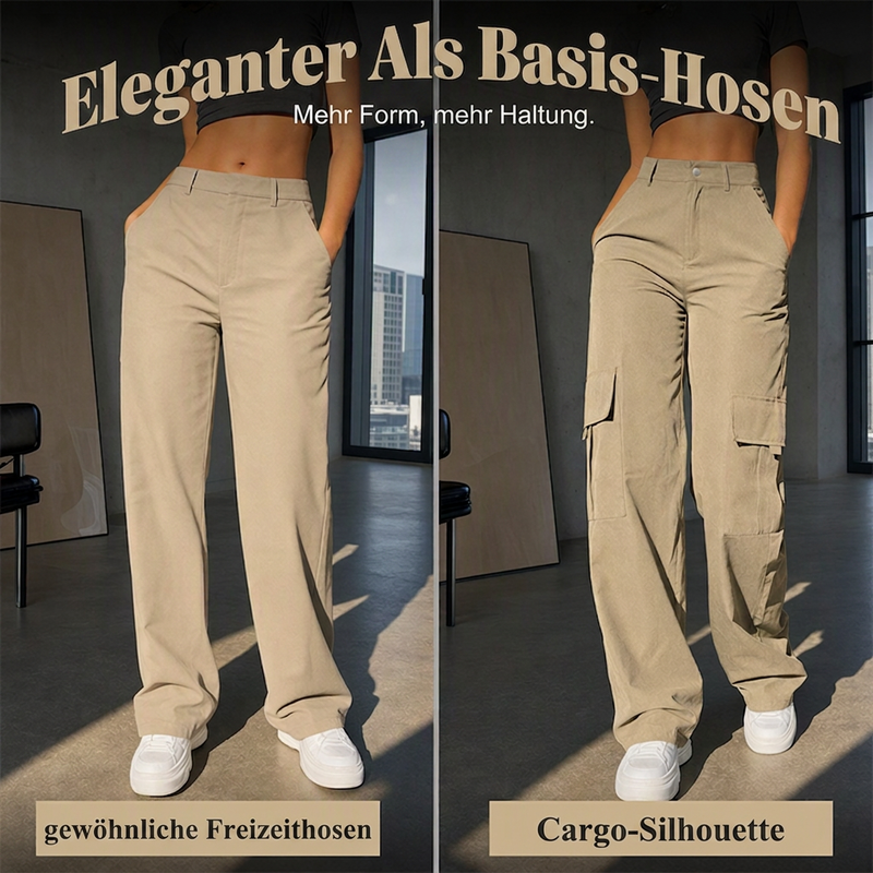 👖 50% Rabatt | Optisch längere Beine & praktische Cargo-Taschen – Damen High-Waist Hose