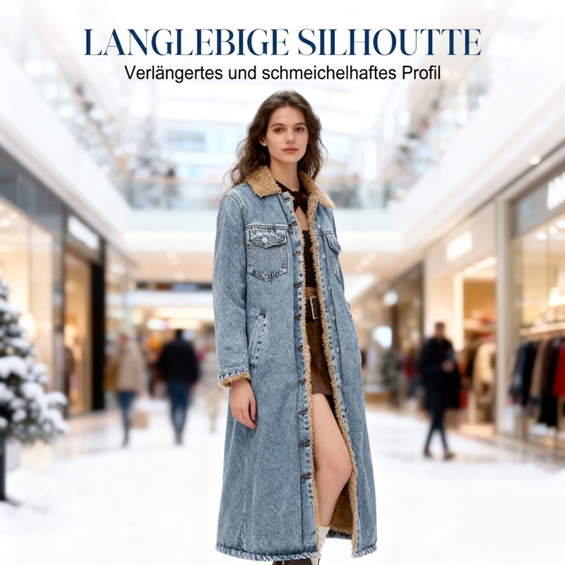 🧥 50% Rabatt | Mehr Wärme & eine optisch längere Silhouette – Langer Damen-Jeansmantel