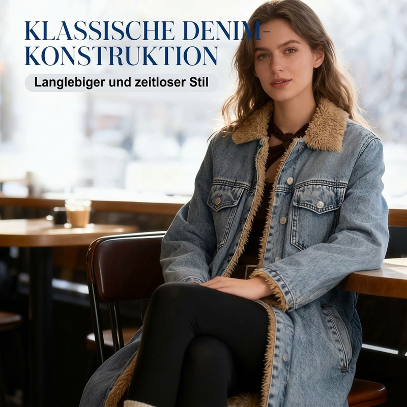 🧥 50% Rabatt | Mehr Wärme & eine optisch längere Silhouette – Langer Damen-Jeansmantel