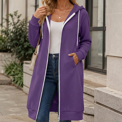 📢📢50%Rabatt!!!🎉✨Lange Kapuzenjacke mit Reißverschluss für Damen