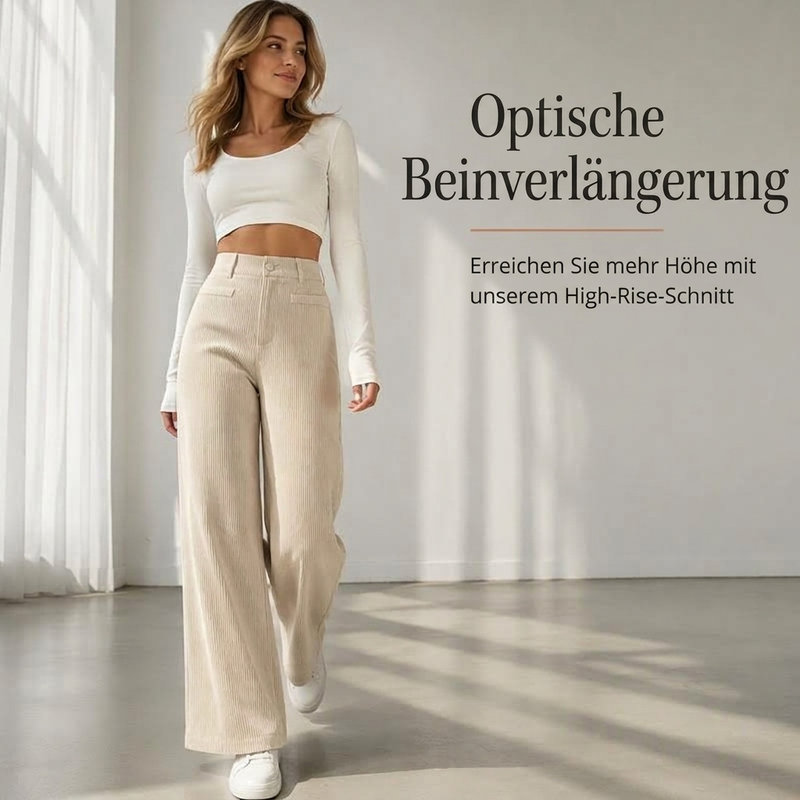 🎉 Qualität trifft auf halben Preis – das ist das Deal des Monats!Damen-Cord-Hochbund-Hosen mit weitem Bein