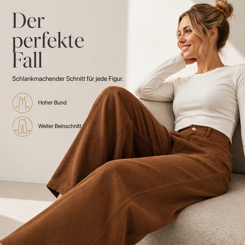 🎉 Qualität trifft auf halben Preis – das ist das Deal des Monats!Damen-Cord-Hochbund-Hosen mit weitem Bein