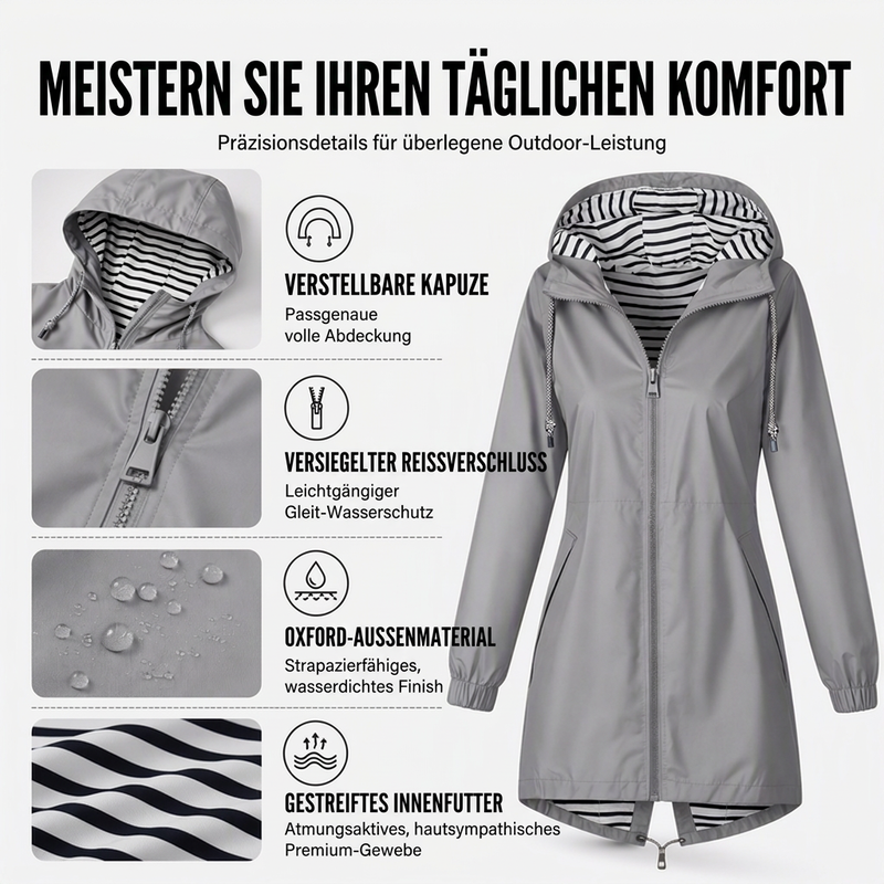 📢📢50% Rabatt!!! 🎉✨ Wasserdichte Outdoor-Kapuzenjacke für Damen – Wasserdichtes Material, atmungsaktiver Stoff und praktische Kapuze – perfekt für Wanderungen, Outdoor-Abenteuer & den aktiven Alltag. Jetzt -50%!