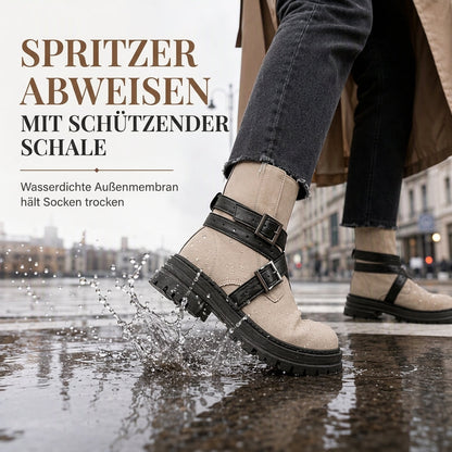 🔥 50% RABATT! 🥾 Damen-Stiefeletten – Rundkappe, Schnallenriemen & Plateau-Blockabsatz