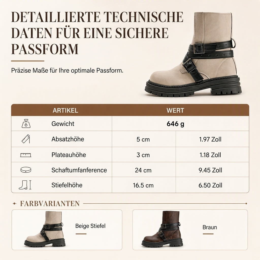 🔥 50% RABATT! 🥾 Damen-Stiefeletten – Rundkappe, Schnallenriemen & Plateau-Blockabsatz
