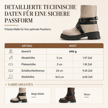 🔥 50% RABATT! 🥾 Damen-Stiefeletten – Rundkappe, Schnallenriemen & Plateau-Blockabsatz