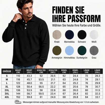 📢🎉50%Rabatt!!!🛍️✨Herren-Oberteil mit Waffelstrick, Langarm und Kragen