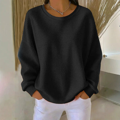 📢📢50% Rabatt!!! 🎉✨ Damen Waffelstrick-Sweatshirt im Loose-Fit