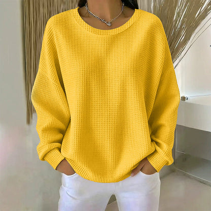 📢📢50% Rabatt!!! 🎉✨ Damen Waffelstrick-Sweatshirt im Loose-Fit