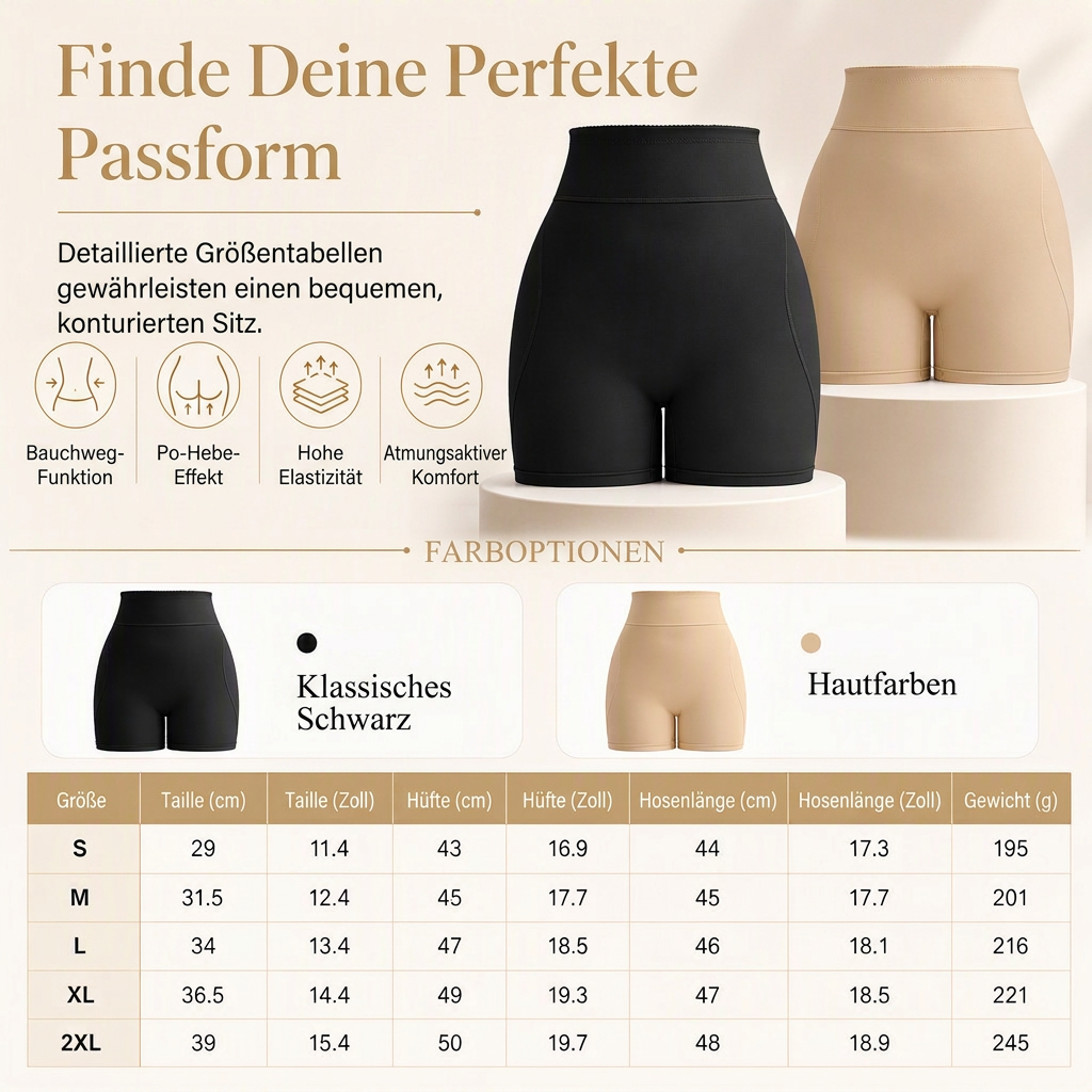 📢📢50%Rabatt!!!🎉✨Hoch sitzende, gepolsterte Shapewear-Shorts für Damen mit Bauchweg-Effekt