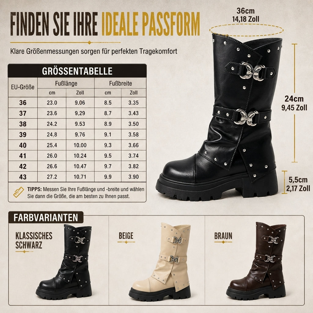 🔥 50% RABATT! 🤠 Damen Western-Stiefel – Blockabsatz, wadenhoch & Schnallenriemen