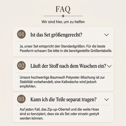 🏅 2000 Stück in 3 Tagen verkauft – schnell sein! Damen-Set aus kurz geschnittenem Sweatshirt mit Reißverschluss und Weithosen